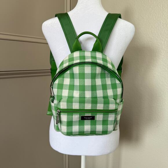 Kate Spade Sam Icon Gingham Printed Fabric Small Backpack MSRP $278 - Picture 1 of 12